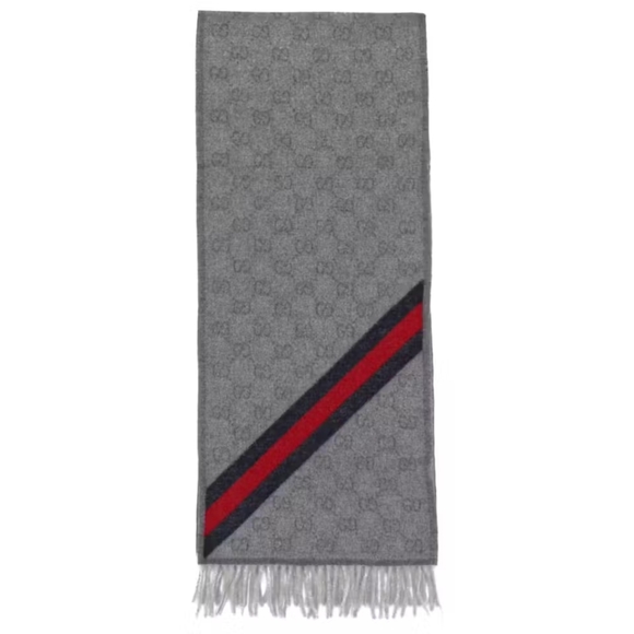 Gucci Wool Logo Scarf Zinc/Blue - Picture 2 of 7